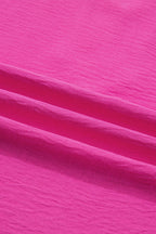 Rose Red Contrast V Neck Colorblock Wide Short Sleeve Top