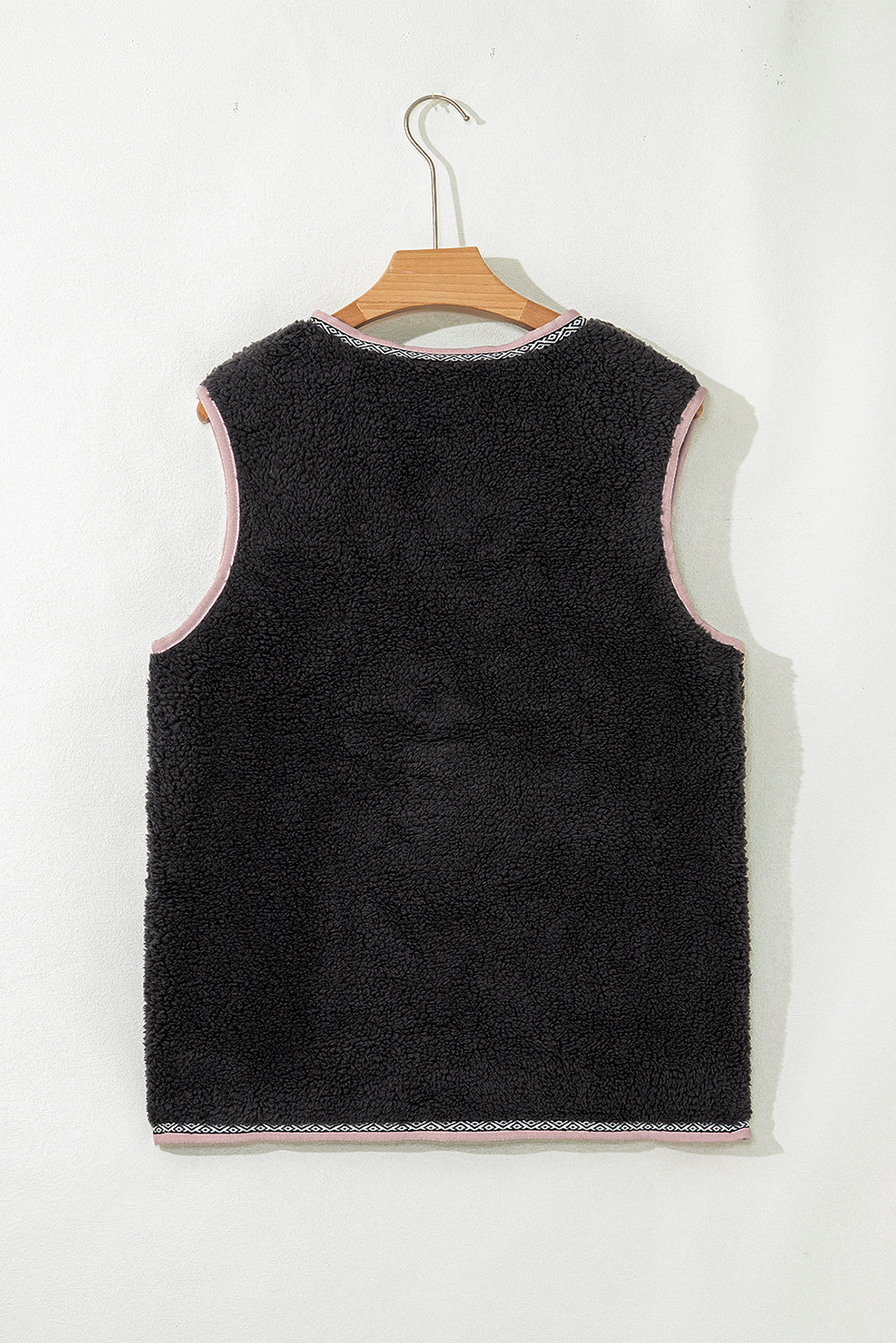 White Sherpa Contrast Trim Patch Pocket Cartridge Toggle Button Vest