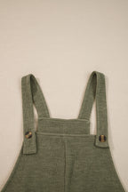 Laurel Green Solid Color Knit Loose Straight Leg Casual Overall Jumpsuit