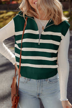 Ribbed Half Zip Collared Sweater Vest