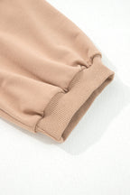 Light French Beige Braided Trim Puff Sleeve Dress