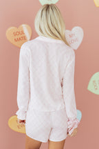 Pink Bow Lattice Print Bow Ties 2pcs Pyjama Set