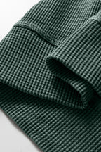 Bright Pink Waffle Knit Patchwork Long Sleeve Loose Top