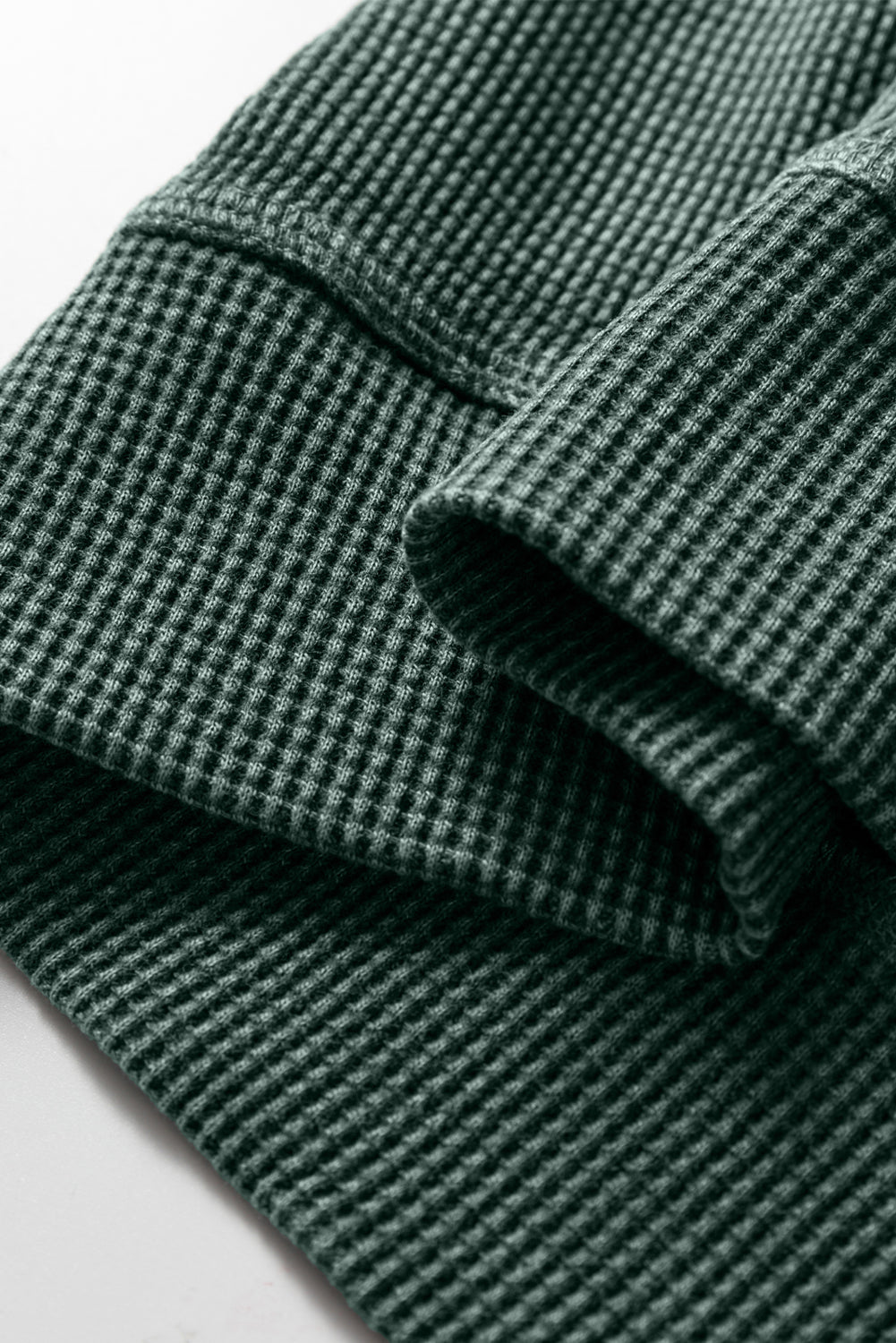 Bright Pink Waffle Knit Patchwork Long Sleeve Loose Top