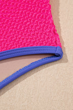 Textured Color Block Patchwork One Piece Swimsuit