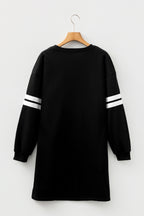 Sky Blue Varsity Contrast Banded Sleeve Shift Sweatshirt Dress