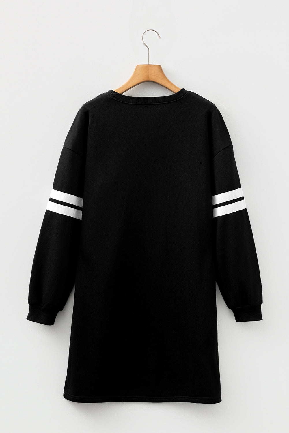Sky Blue Varsity Contrast Banded Sleeve Shift Sweatshirt Dress