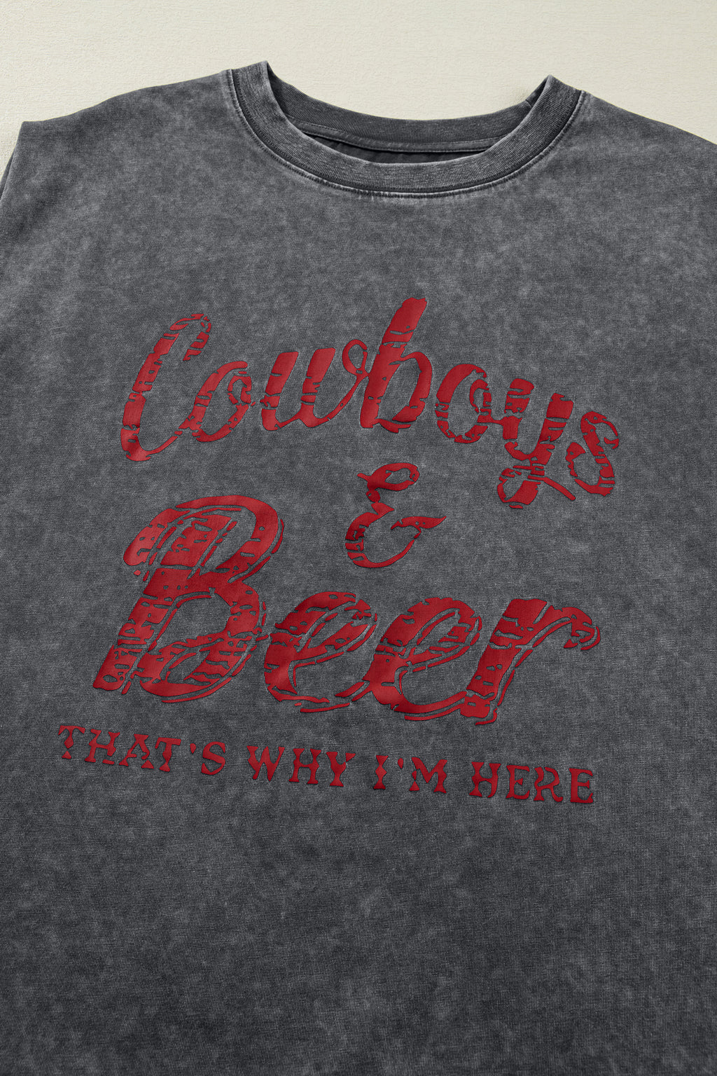 Sleet Cowboy & Beer Western Graphic Mineral Wash Tank Top