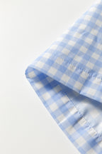 Myosotis Plaid Print Smocked High Waist Womens Loose Pants