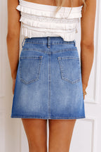 Ashleigh Blue Wrapped Crossed Waist Denim Mini Skirt