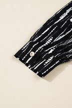 Black Abstract Printed V Neck Fall Blouse