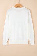 White Sequined GAME DAY Graphic Round Neck Sweater