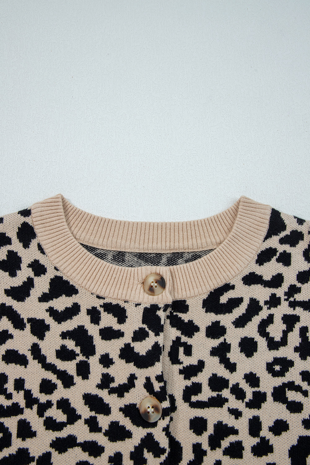 Black Leopard Drop Shoulder Chunky Knitted Cardigan Sweater