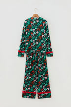 Green Festive Bow Print 2pcs Pyjama Pant Set