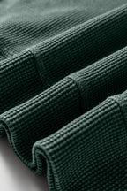 Bright Pink Waffle Knit Patchwork Long Sleeve Loose Top