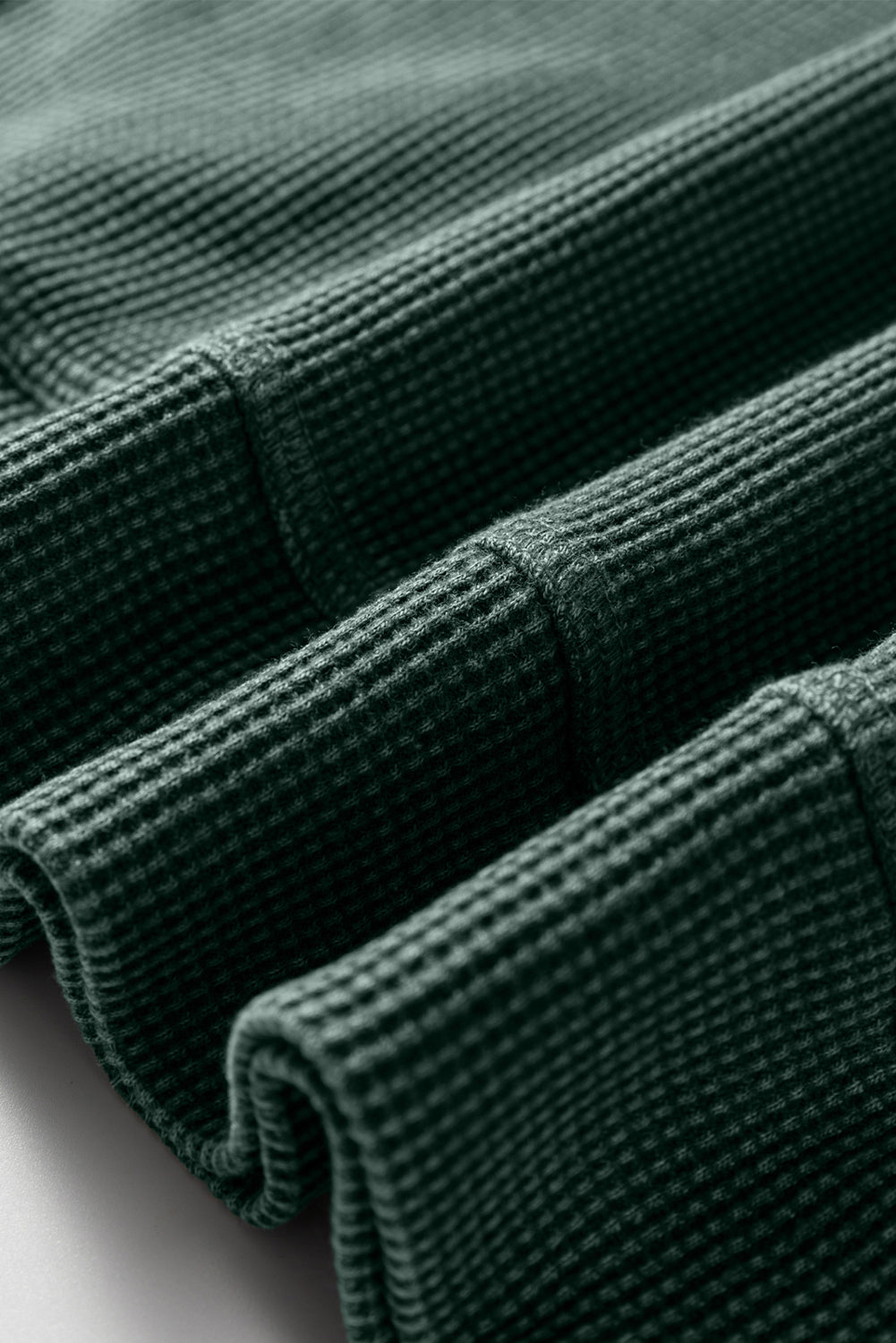 Bright Pink Waffle Knit Patchwork Long Sleeve Loose Top