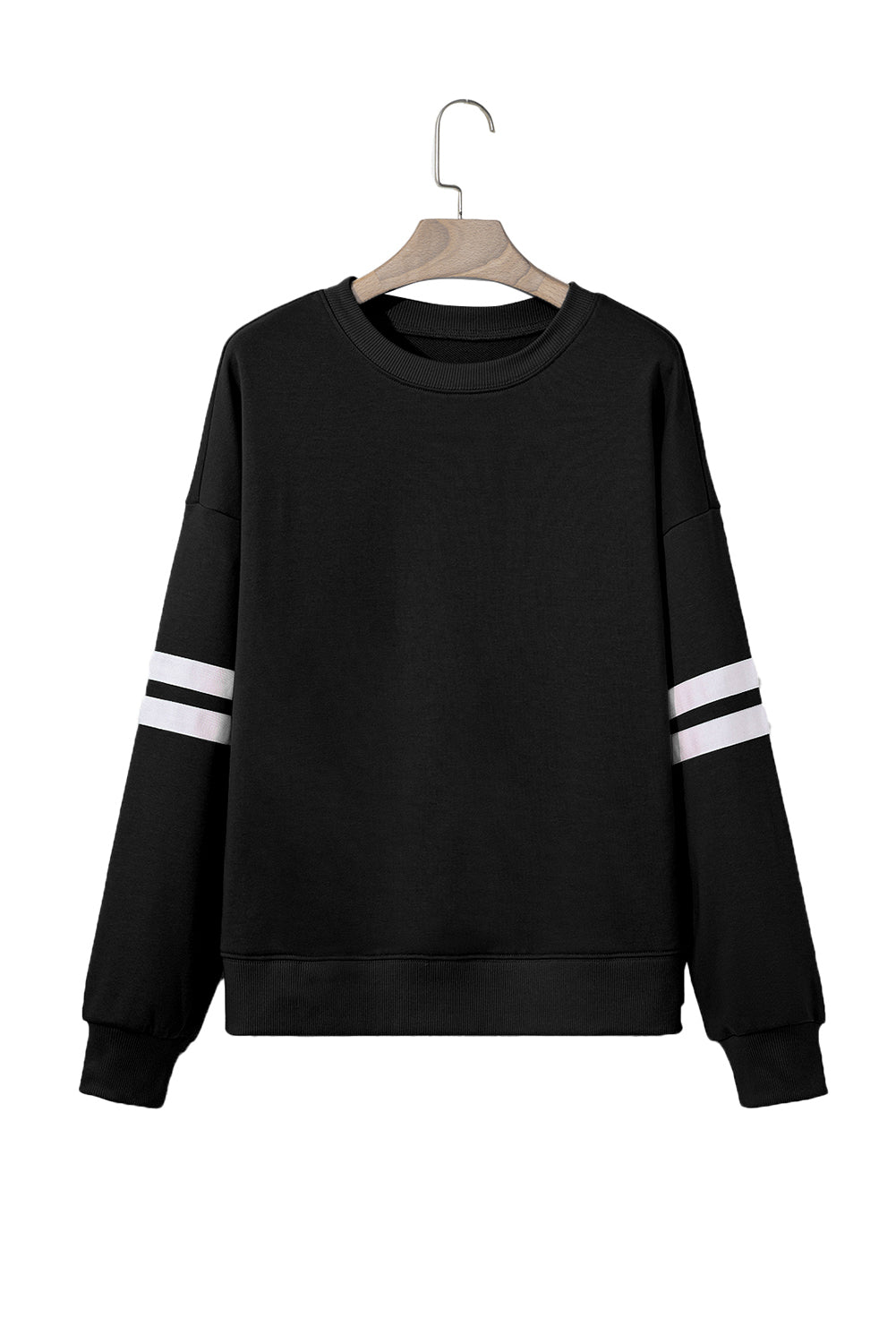 Tillandsia Purple Varsity Striped Detail Drop Shoulder Oversized Sweatshirt