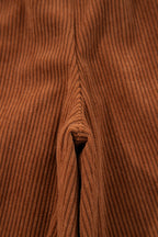 Chestnut Drawstring Elastic Waist Casual Corduroy Pants