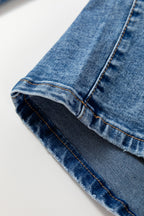 Dusk Blue High Waist Straight Leg Ankle Jeans