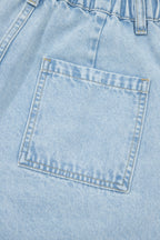 Beau Blue Studded Side Slit Leg Frayed Pocketed Wide Leg Jeans