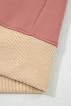 Rose Pink Contrast Star Patchwork Exposed Seam Uneven Hem Drop Shoulder Sweatshirt