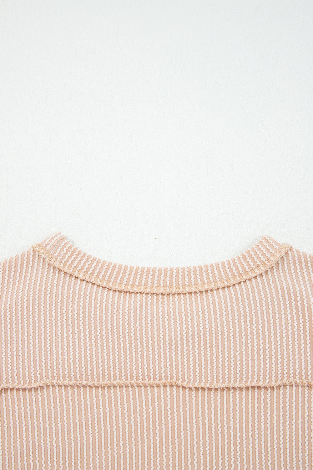 Twist Ribbed Exposed Seam Detail Long Sleeve Loose Top