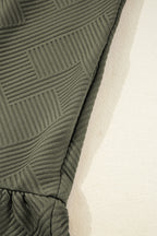 Jungle Green Quarter Zip Collar Bracelet Sleeve Textured Mini Dress