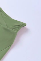 Green Criss Cross Waist Flared Swim Skirt