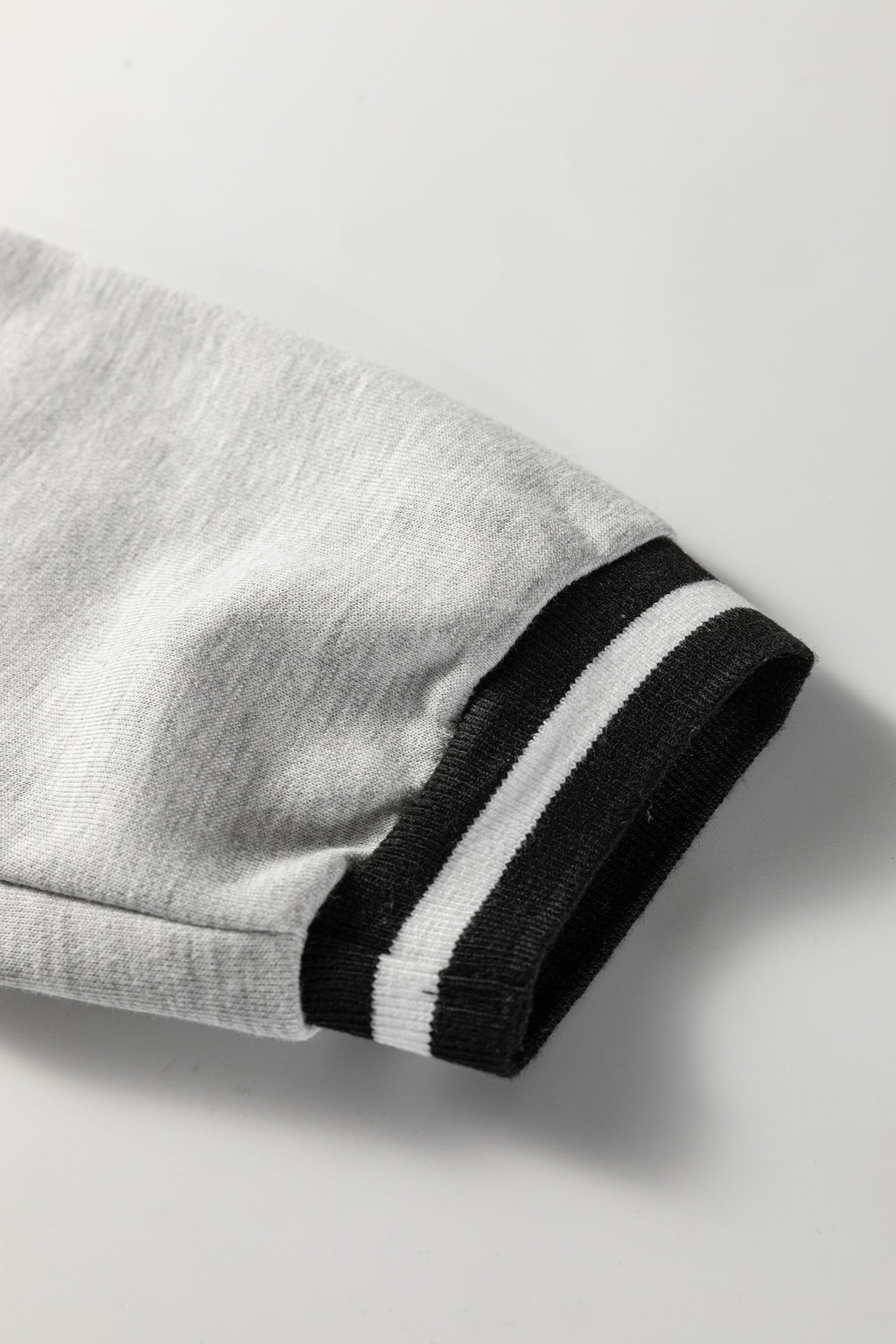 Light Grey Striped Trim V Neck Long Sleeve Preppy T Shirt Dress