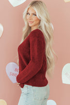 Heart Metal Button V Neck Cardigan Sweater