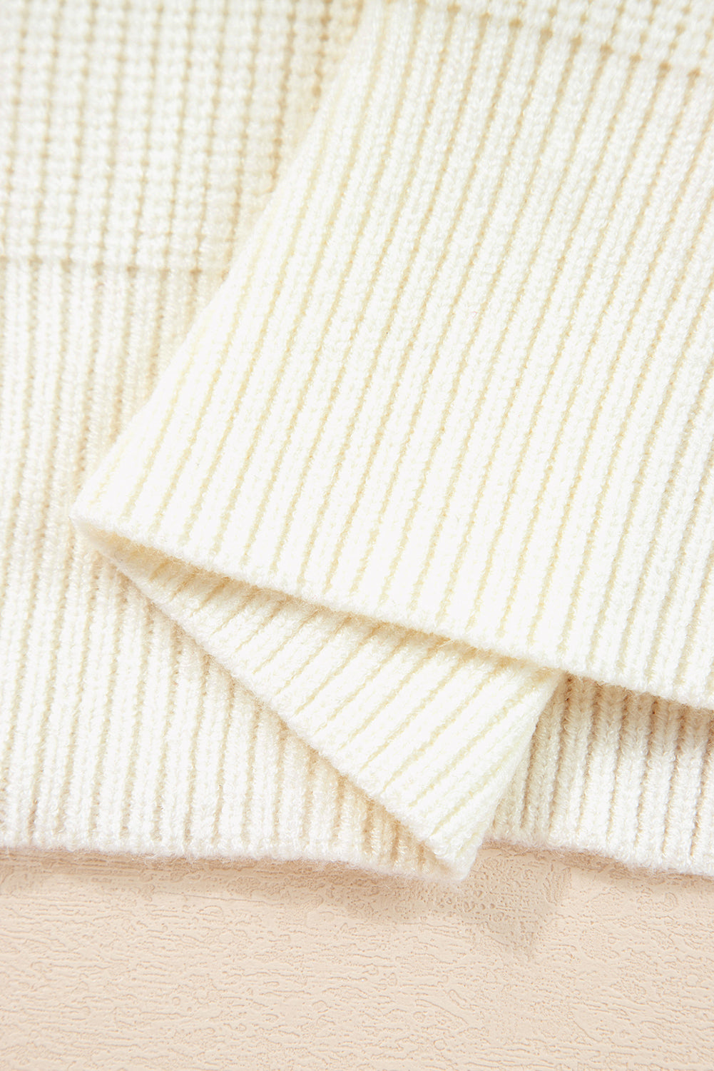 Beige Pumpkin Embroidered Ribbed Thanksgiving Halloween Holiday Sweater