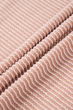 Pale Chestnut Horizontal Twist Ribbed Drawstring Cowl Neck Knit Top