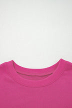 Rose Red Varsity Striped Detail Drop Shoulder Oversized Sweatshirt