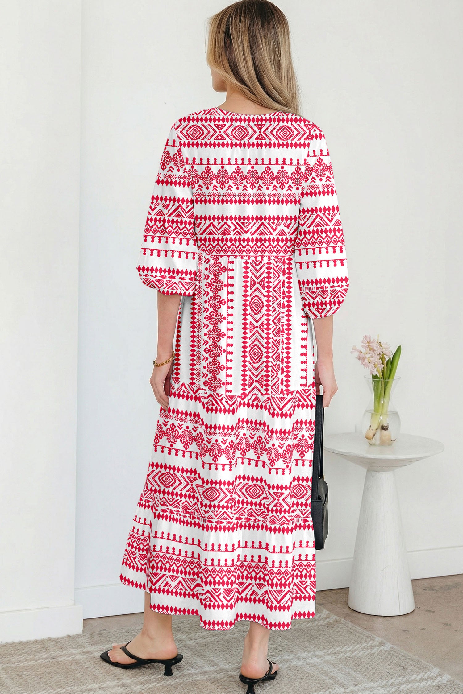 Boho Printed Half Sleeve Maxi Dress