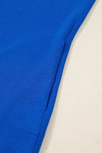 Sky Blue Frilled V Neck Bracelet Sleeve Shift Mini Dress