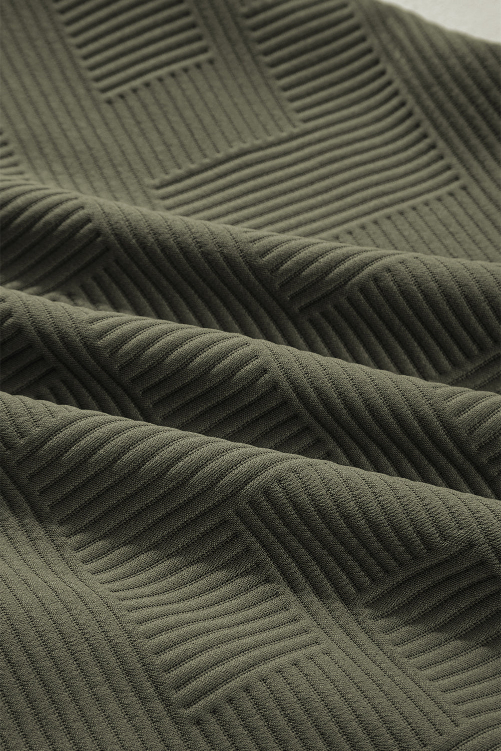 Jungle Green Quarter Zip Collar Bracelet Sleeve Textured Mini Dress