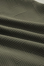 Jungle Green Quarter Zip Collar Bracelet Sleeve Textured Mini Dress