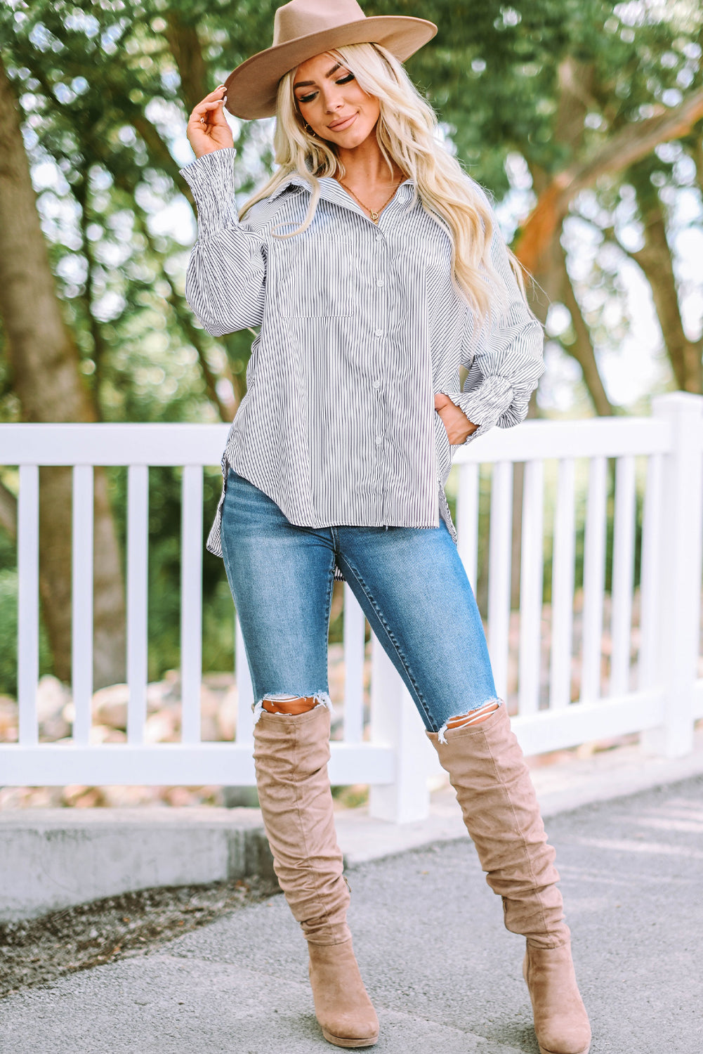 White Floral Lace Hollow-out Splicing Crinkled Shirt