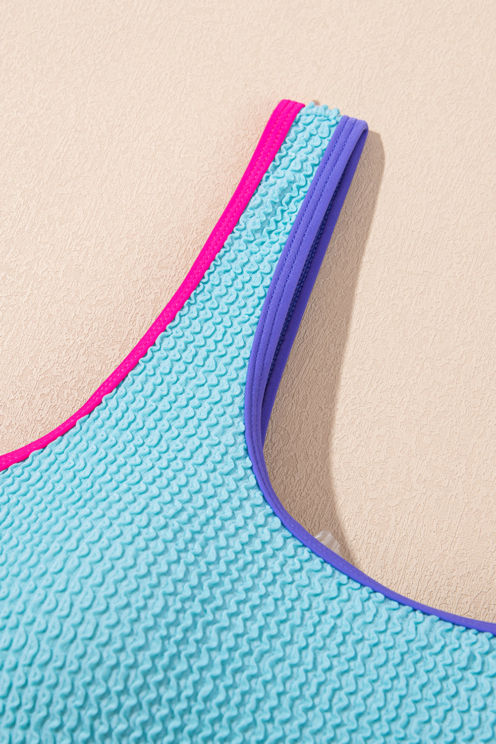 Textured Color Block Patchwork One Piece Swimsuit