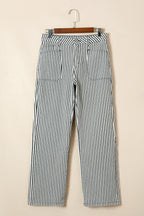 Black Stripe Patch Pocket High Waist Shift Denim Jeans