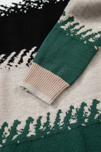 Black Stylish Color Block Pattern Drop Shoulder Sweater