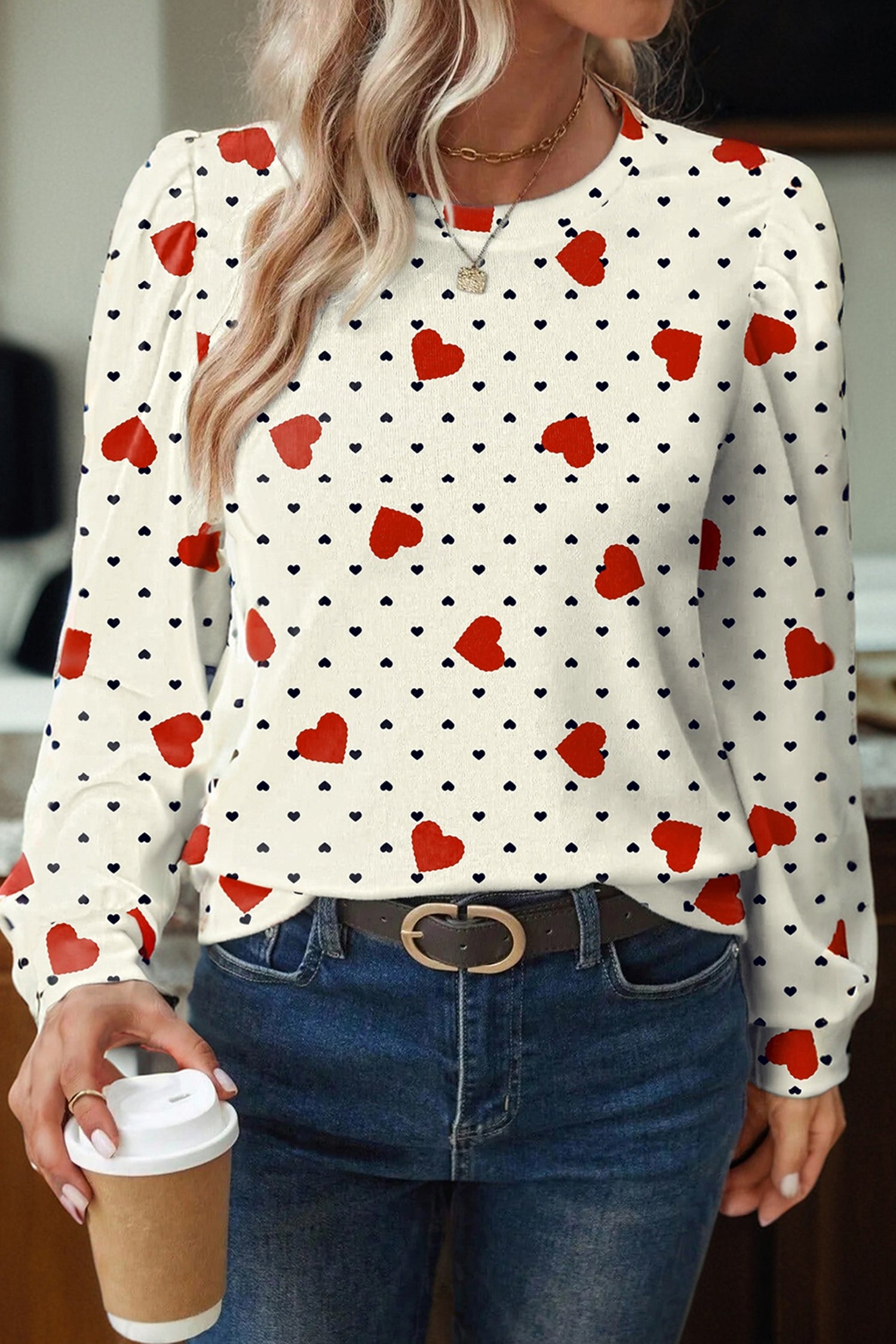 Dotted Heart Festive Valentine Blouse