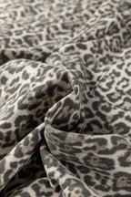 Brown Leopard Print Raw Hem Elastic Waist Loose Pull On Jeans