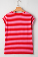 Red Stripe MAMA Graphic Cap Sleeve T Shirt