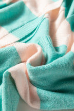 Iceland Blue Colorblock Knit Open Front Short Casual Cardigan