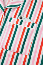 Pink Stripe Christmas Long Sleeve Shirt Style Lounge Dress