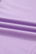 Purple Stripe Patchwork Buttoned Drop Shoulder Plus Size Pullover