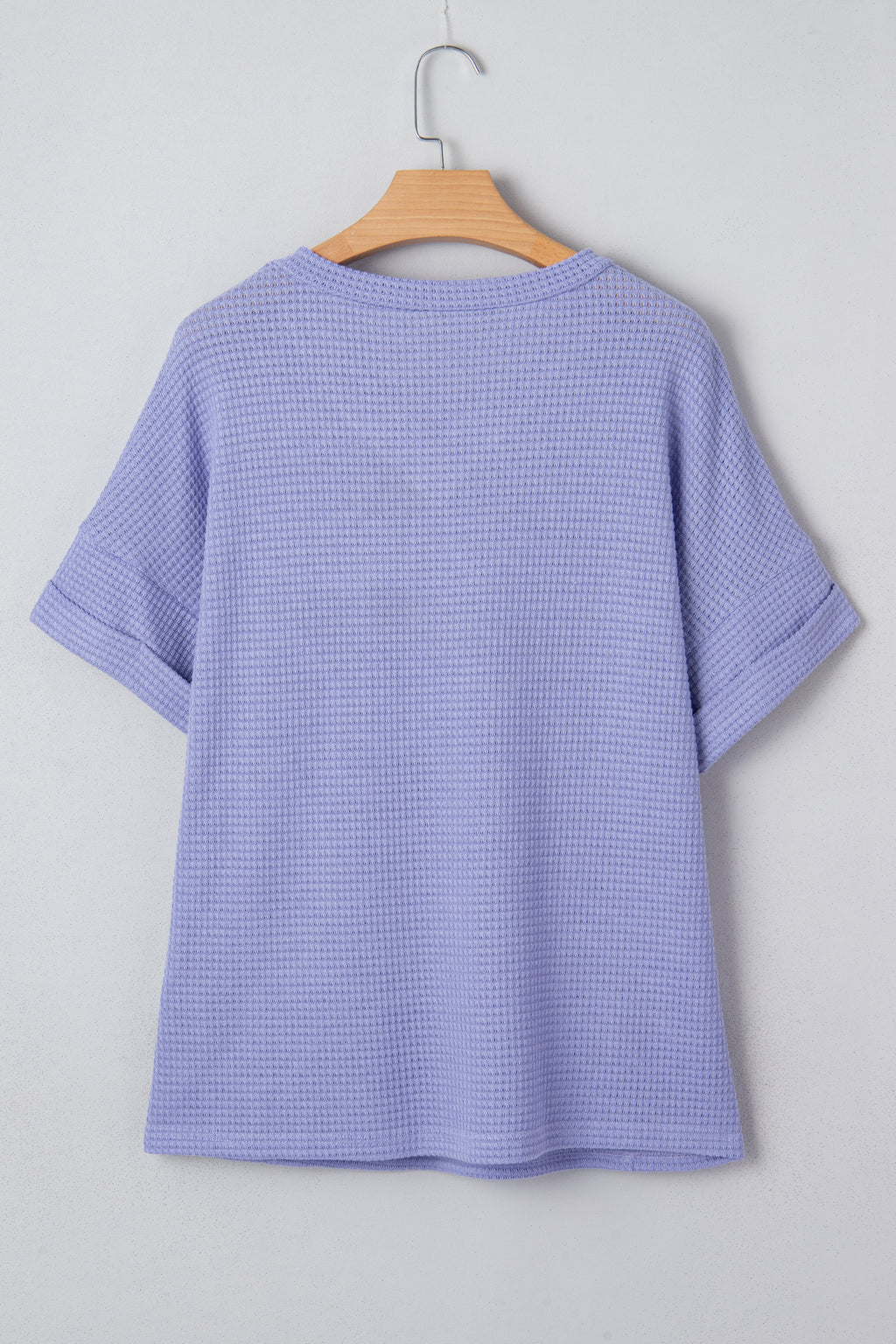 Wisteria Waffle V Neck Short Sleeve Knit Top