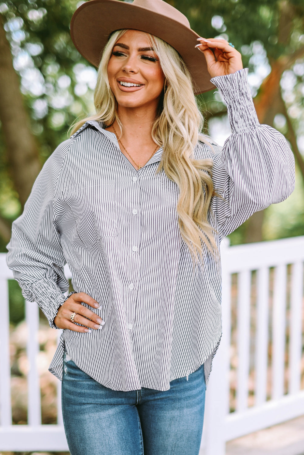 White Floral Lace Hollow-out Splicing Crinkled Shirt