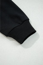 Black Varsity Baseball Bow Graphic Striped Sleeve Baggy Sweatshirt